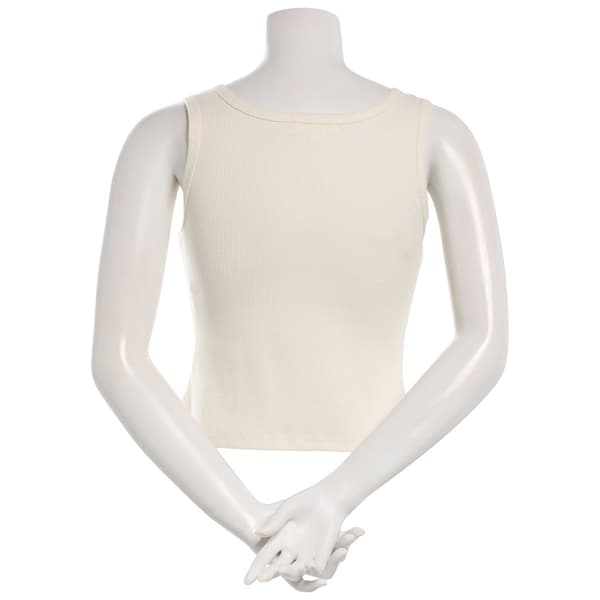 Juniors No Comment Center Beaded Applique Rib Tank