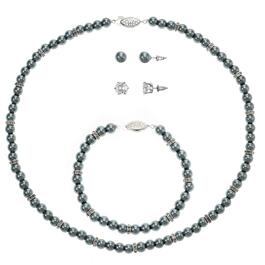 Design Collection Grey Pearl Necklace/Bracelet & Earring Set