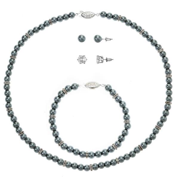 Design Collection Grey Pearl Necklace/Bracelet & Earring Set - image 