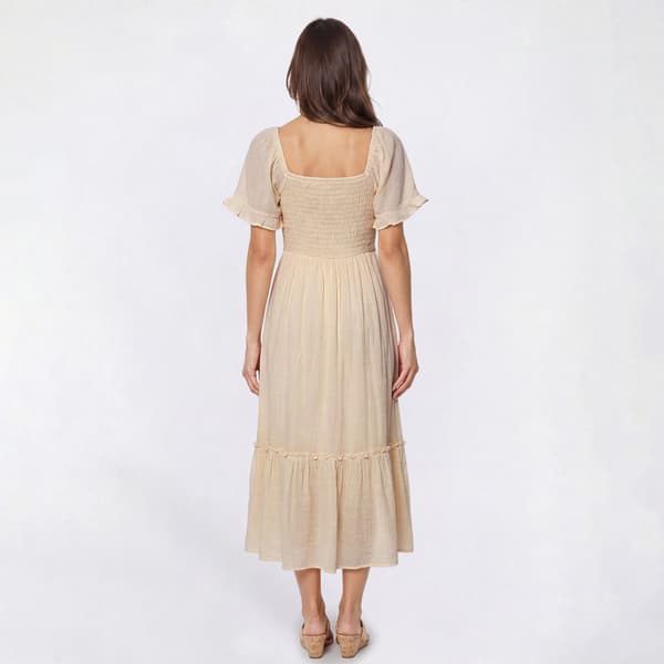 Womens Luxology Flutter Sleeve Gauze Midi Dress