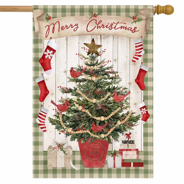 Briarwood Lane Potted Christmas Tree House Flag