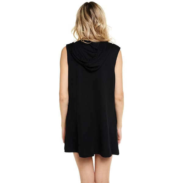 Womens J Valdi Bondi Sleeveless Solid Zip Hoodie Cover Up