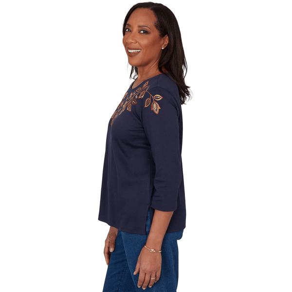 Petite Alfred Dunner Classics Embroidered Leaves Blouse