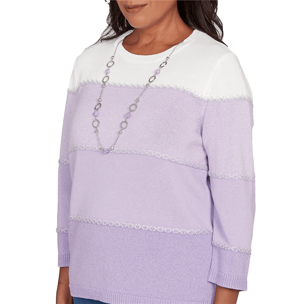 Petites Alfred Dunner Hilton Head Ombre Stripe Sweater With Neck