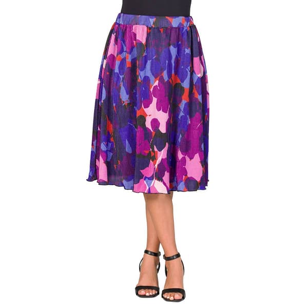Womens 24/7 Comfort Apparel Multicolor Pleated Party Midi Skirt - image 