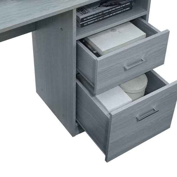 Techni Mobili 59"W Functional L-Shape Desk w/ Storage