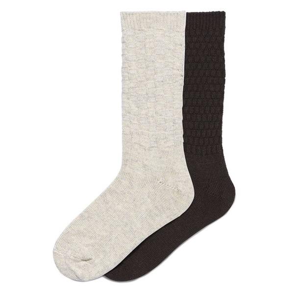Womens HUE 2pk. Text Wool Crew Socks - image 