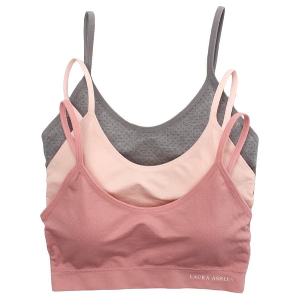 Womens Laura Ashley 3Pk Seamless Swiss Dot Bralette  w/Logo - image 