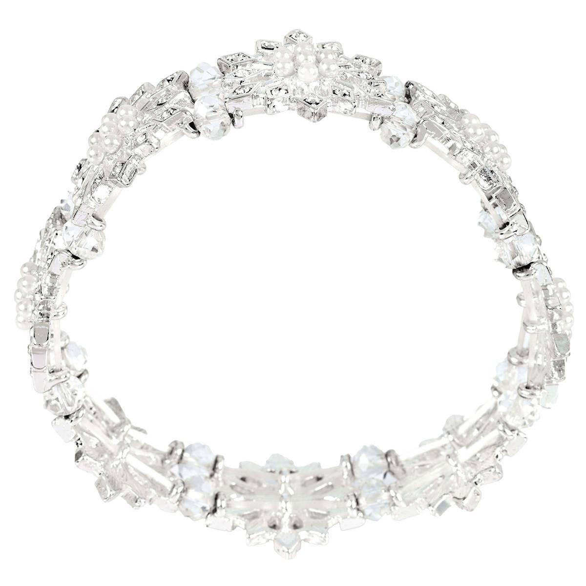 Silver-Plated Snowflake Stretch Bracelet