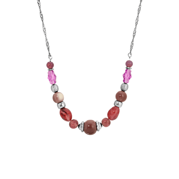1928 16in. Purple & Silver Bead Necklace - image 