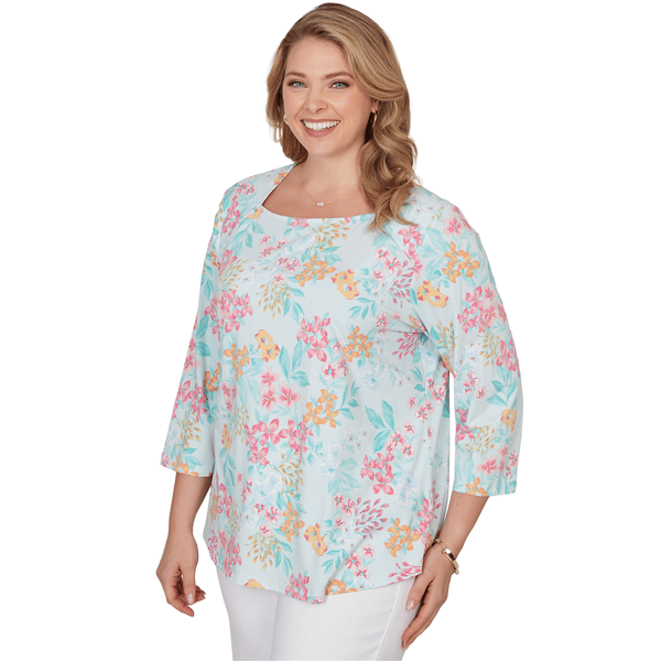 Plus Size Ruby Rd. Renaissance Romance Blooming Floral Blouse