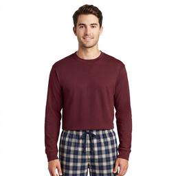 Mens Preswick & Moore(R) Long Sleeve V-Notch Pajama Shirt