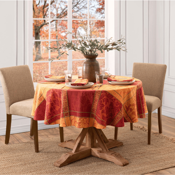 Threadmade Maplewood Jacquard Harvest Cotton Tablecloth