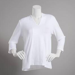 Petite Hasting & Smith 3/4 Sleeve Seamed Front V-Neck Tee