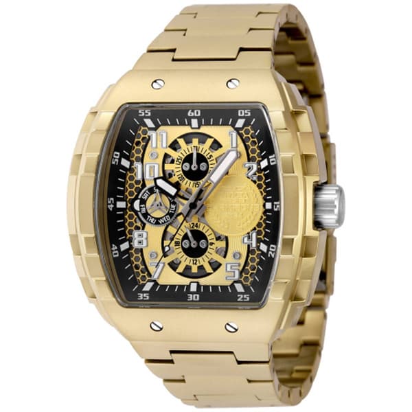 Mens Invicta Racing Black/Gold Skeleton Quartz Watch - 49066 - image 