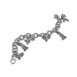 1928 Pewter 6 Cat Charm Bracelet