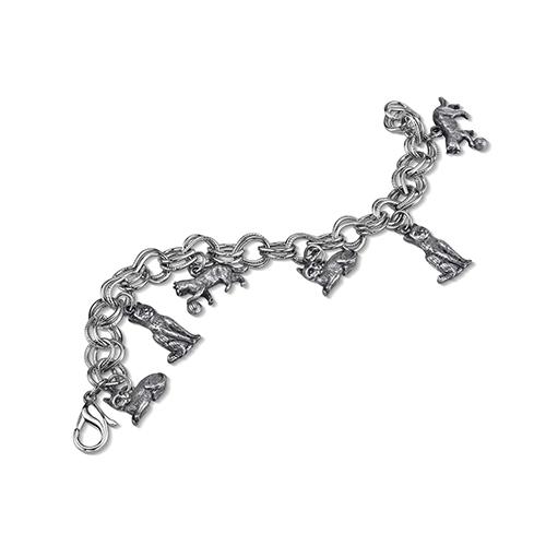 1928 Pewter 6 Cat Charm Bracelet