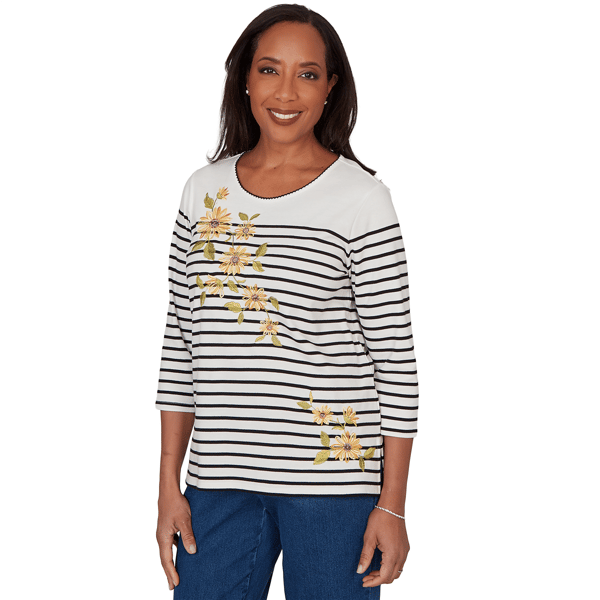 Petite Alfred Dunner Classics Sunflower Stripe Blouse