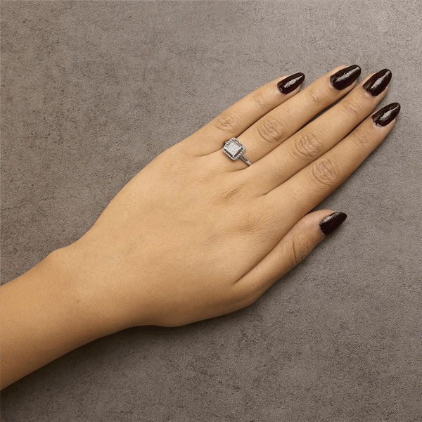 Haus of Brilliance 1/5ctw Princess Cut Diamond Halo Promise Ring