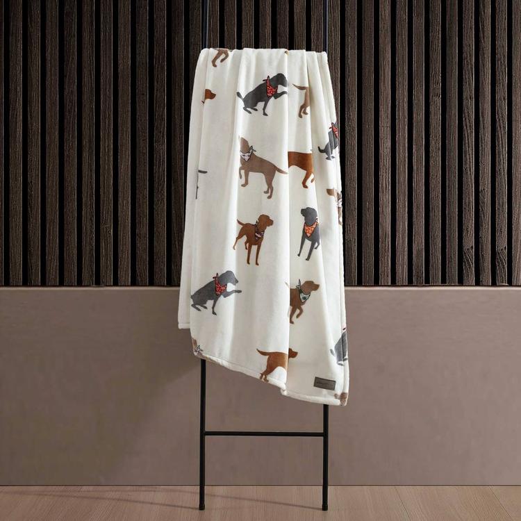 Eddie Bauer Dogs With Scarves Plush-Fleece Blanket