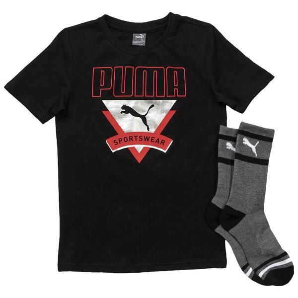 Boys (8-20) Puma Sportswear Tee &amp; Crew Socks - Black - image 