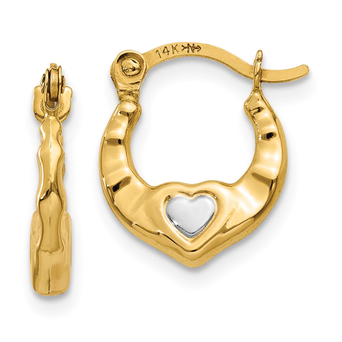 Gold Classics™ 14kt. Gold Rhodium Heart Hoop Earrings