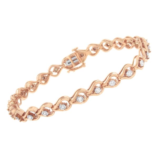 Diamond Classics&#8482; Rose Gold Silver Diamond Link Bracelet