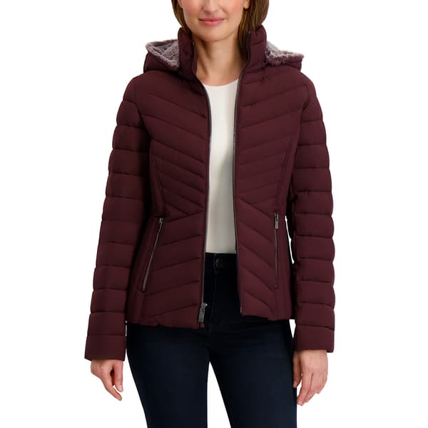Plus Size Nautica Stretch Puffer Jacket with Faux Fur Lined Hood - image 