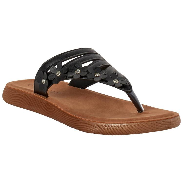 Womens Ella & Joy Floral Flip Flops