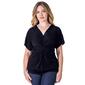 Womens 24/7 Comfort Apparel Knot Front V-Neck Blouse - image 1