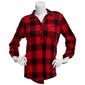 Womens Emily Daniels 3/4 Sleeve Plaid Half Placket Blouse - image 1