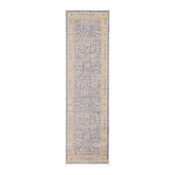HomeRoots Grey Yellow & Lavender Floral Runner Rug