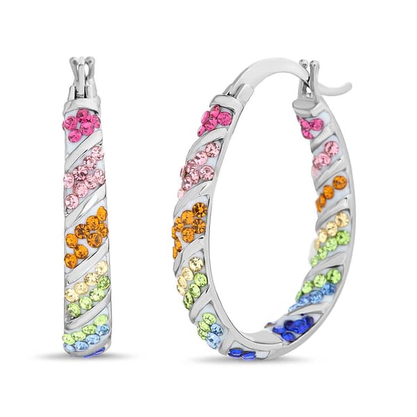 Polished Multi Color Crystal Hoop Earring Set - image 