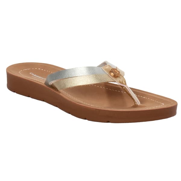 Womens Caribbean Joe Metallic Multi Thong Sandals - image 