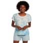 Womens OneWorld Short Ruched Sleeve Floral Marled Tee - image 1