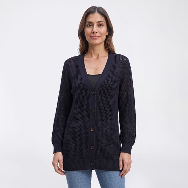 Womens Architect(R) Long Sleeve V Neck Crochet Cardigan - image 