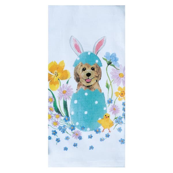 Easter Egg & Puppy Dual Purpose Terry Kitchen Towel - image 