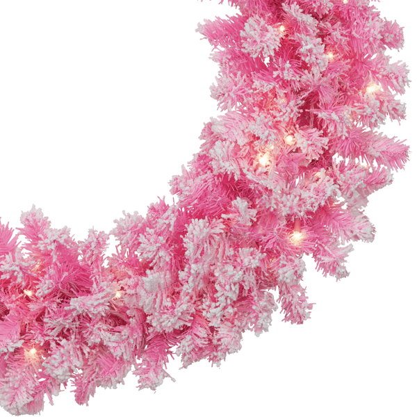 Northlight Pre-Lit Artificial Flocked Pink Pine Christmas Wreath