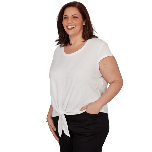 Plus Size Emaline Verde Grove II Cap Sleeve Tie Front Blouse