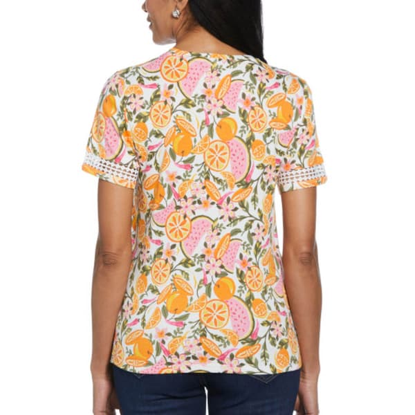 Womens Rafaella&#174; Fruit Dot Lace Trim Tee