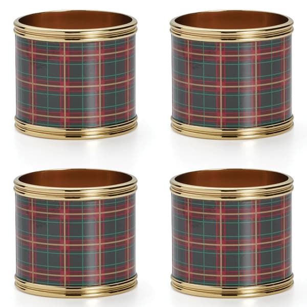 4pk. Holiday Nouveau Plaid Napkin Rings - image 