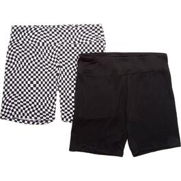 Juniors Plus No Comment 2pk. 8in. Inseam Bike Shorts-Black/White