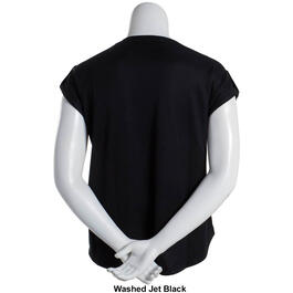 Womens French Laundry Dolman Short Sleeve Tee w/Tabs & Buttons