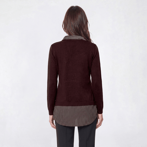 Womens Adrianna Papell Long Sleeve Stripe Two In One Sweater