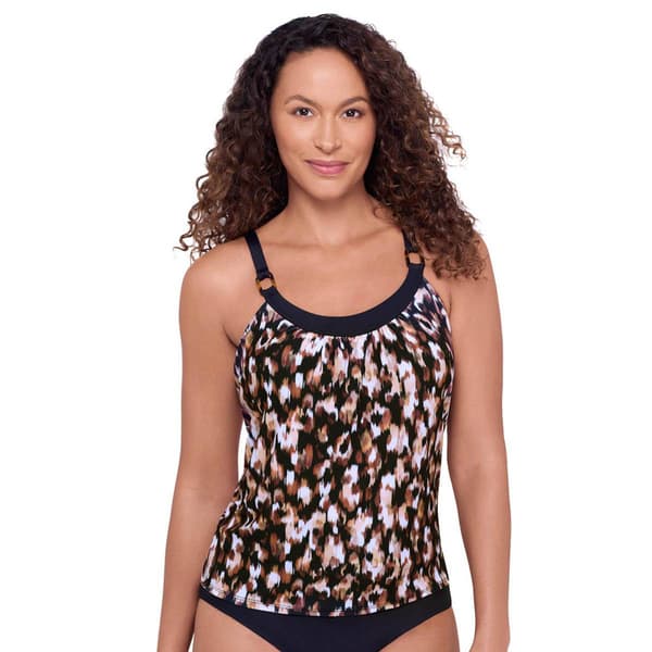 Womens American Beach Blurred Spots A-Line Ring Tankini - image 