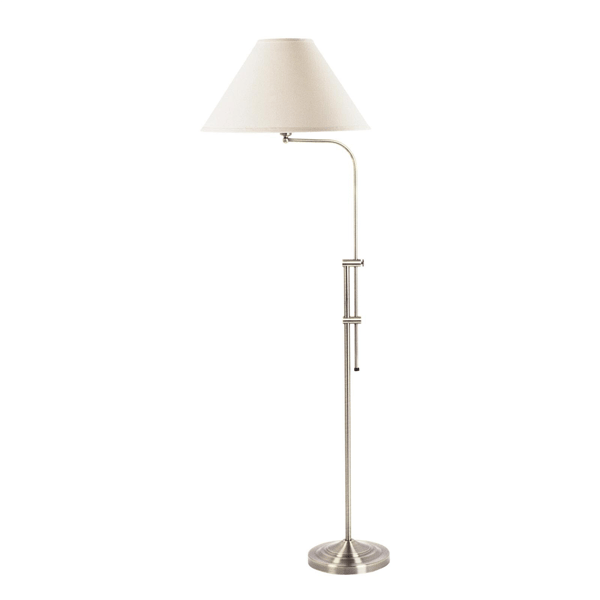 HomeRoots 68in. Nickel Adjustable Floor Lamp with Empire Shade