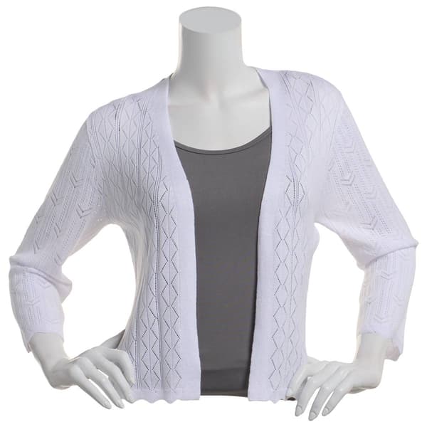 Womens Robbie Bee 3/4 Sleeve Pointelle Bolero Shrug