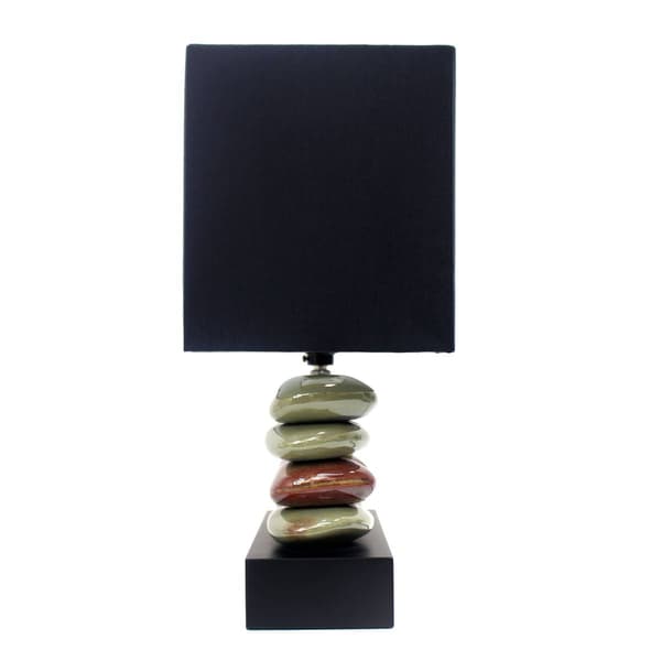 Elegant Designs Dual Stacked Stone Black Shade Ceramic Table Lamp