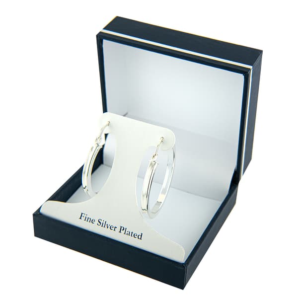 Fine Silver Plated 36mm Click Top Hoop Earrings
