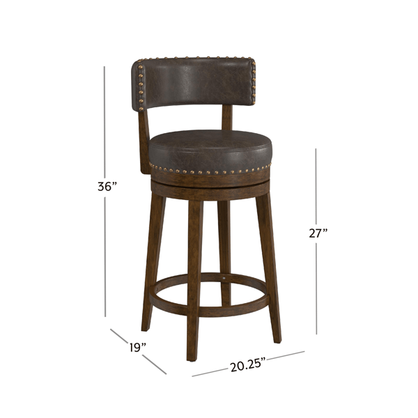 HH2 Home Lawton Brown Upholstered Swivel Counter Height Stool